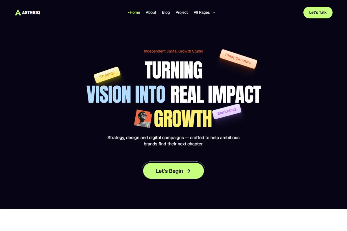 Asteriq — Agencies & Studios website template preview
