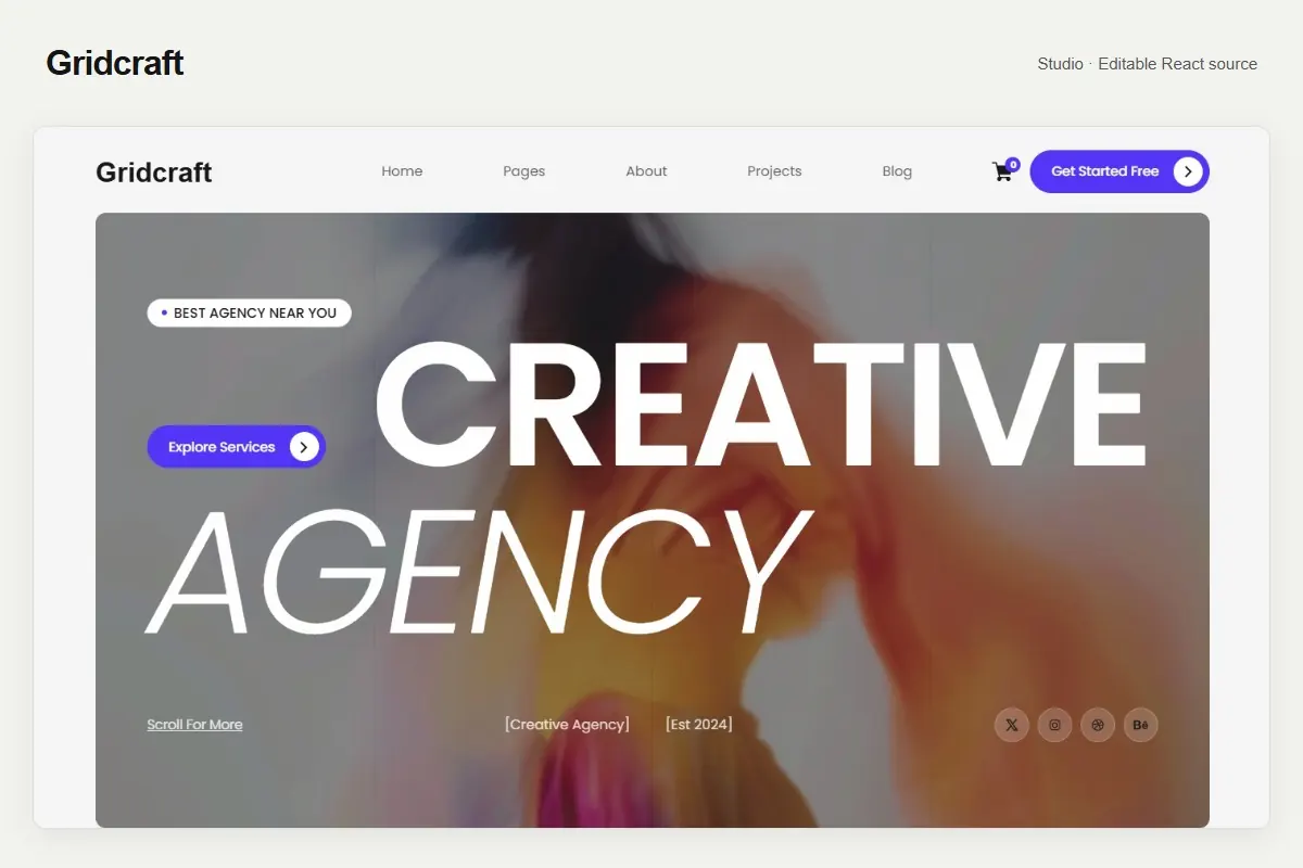 Gridcraft — Agencies & Studios website template preview