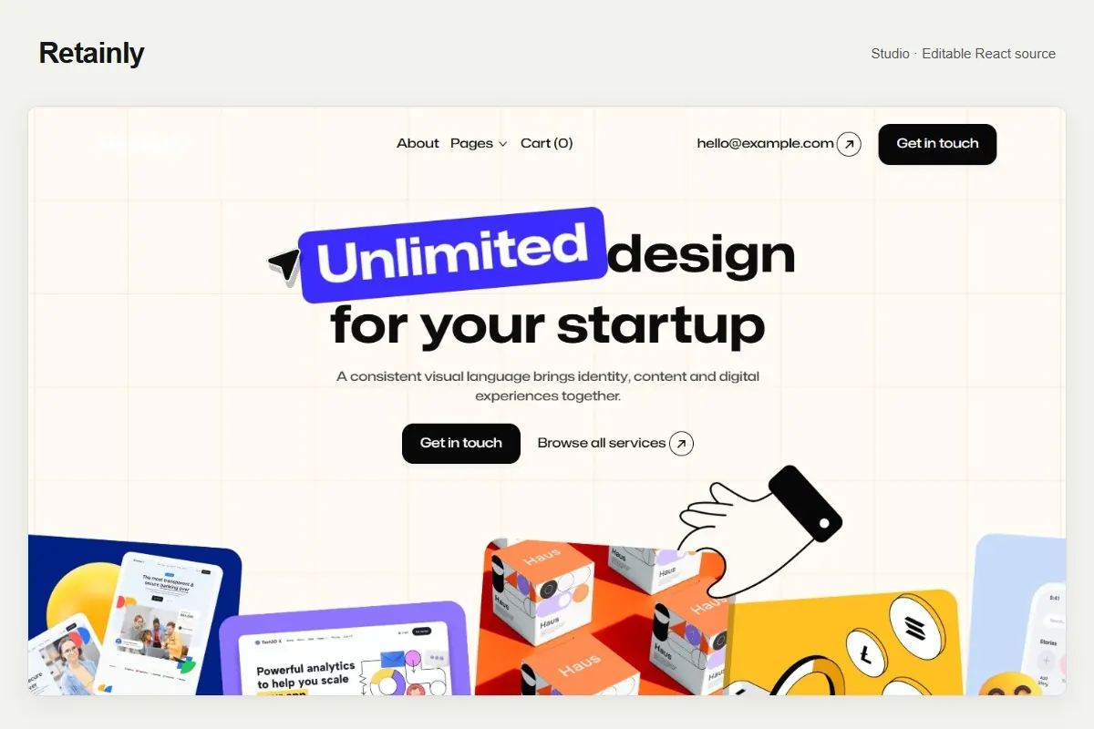 Retainly — Agencies & Studios website template preview