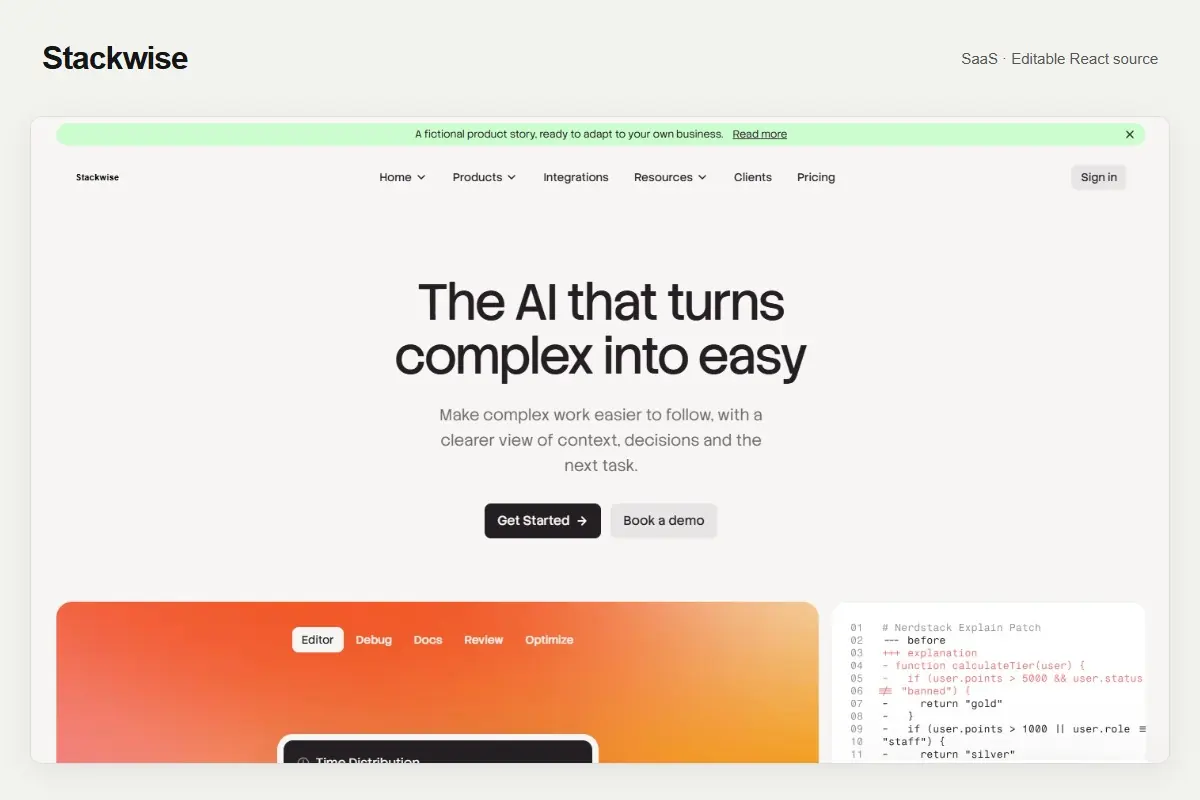 Stackwise — AI & Automation website template preview