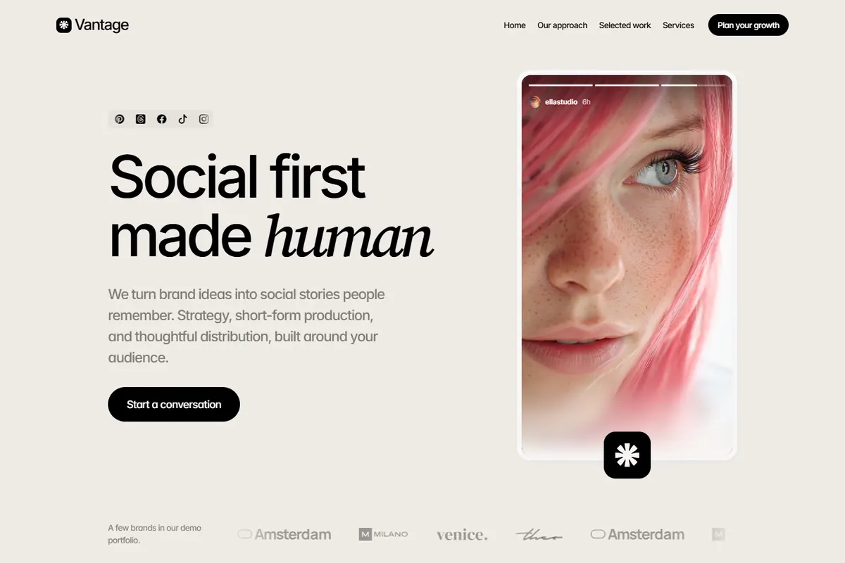 Vantage — Agencies & Studios website template preview
